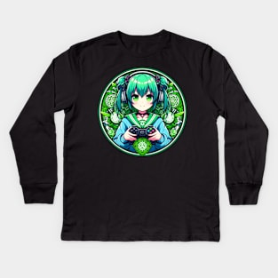 Eco friendly cute gamer girl Kids Long Sleeve T-Shirt